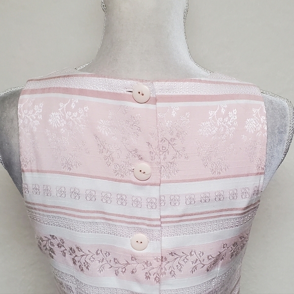 Vintage Josephine Pastel Pink Floral Satin Vest Lavallière Button Up Blouse Set - Picture 10 of 16